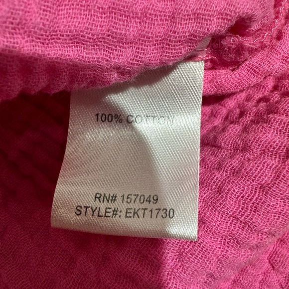 Fanco THE EMMA COLORBLOCK TOP Orange Pink Gauze Button Down Short Sleeve Barbie - Picture 4 of 6